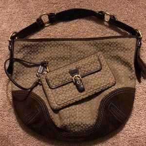 Coach brown shoulder bag & Wristlet